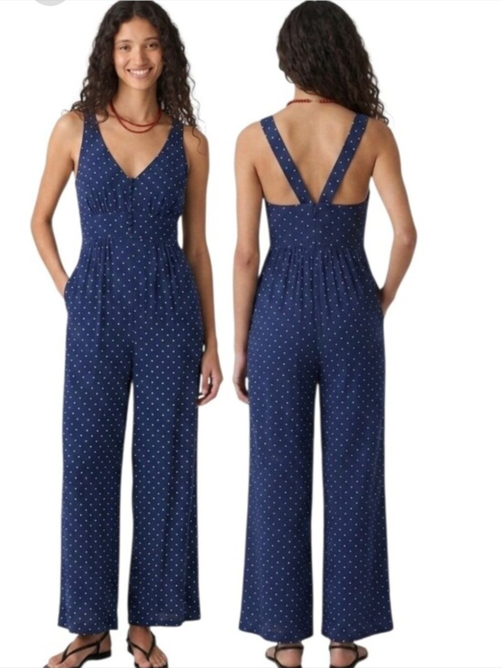Madewell Navy Polka Dot Jumpsuit